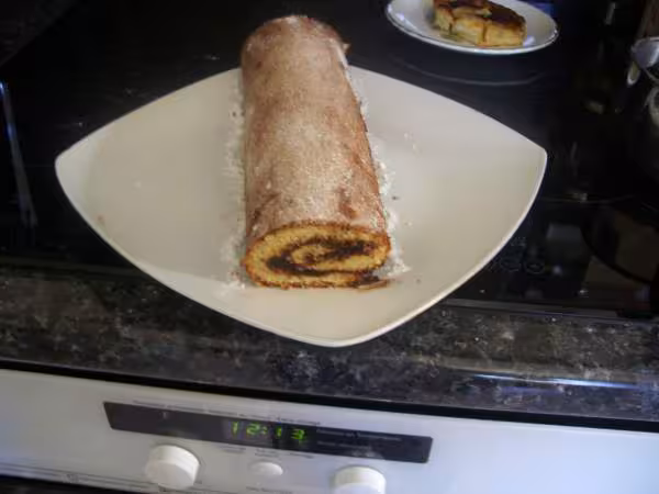 Gateau roule sauce chocolat