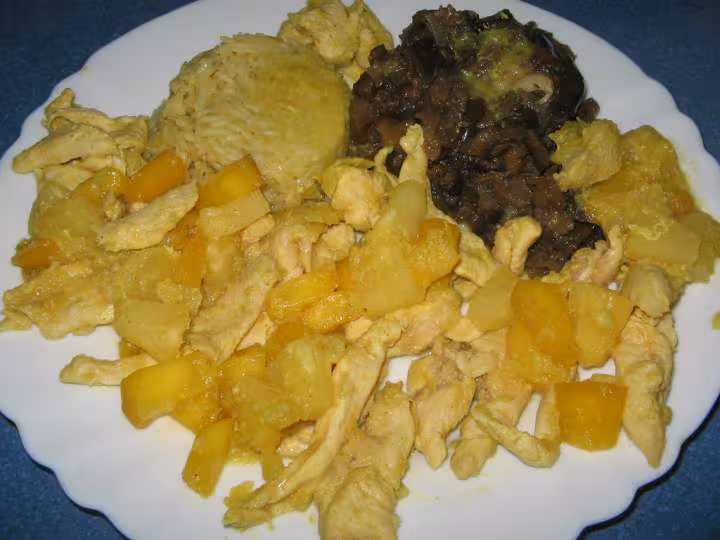 Curry de poulet a l ananas et mangue