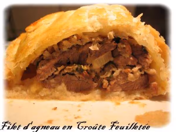 Filet d agneau en croute feuilletee interieur