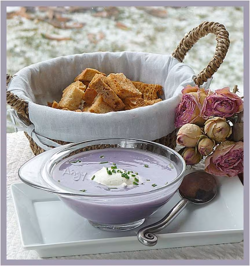 Veloute de vitelottes pommes de terre violettes