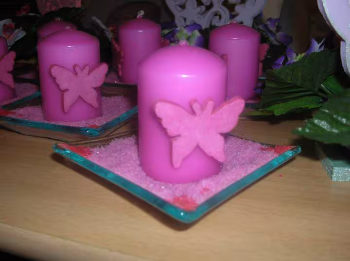 Bougie avec deco papillon