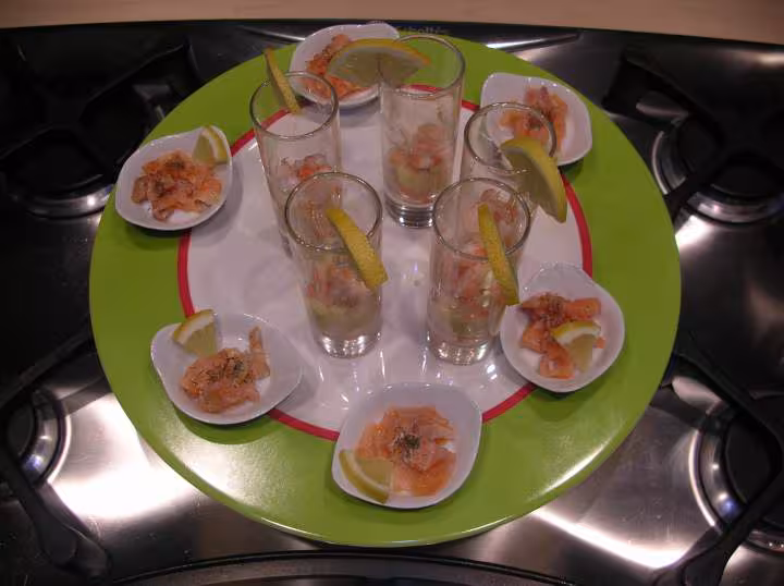 Mises en bouche en verres et verrines