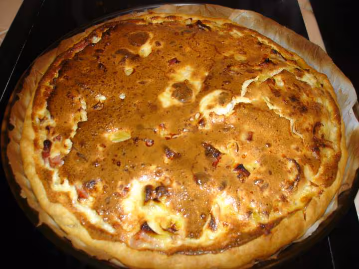 Tarte au blancs de poireaux et lardons fumes