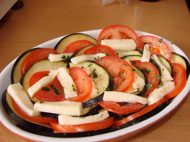 Tian aubergine tomate mozarelle wet
