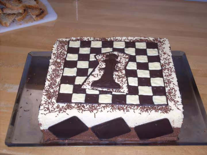 Bavarois choco noir et blanc pour club d echecs de mon fils