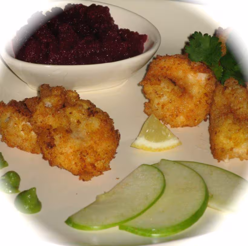 Crevettes croustillantes sauce betterave