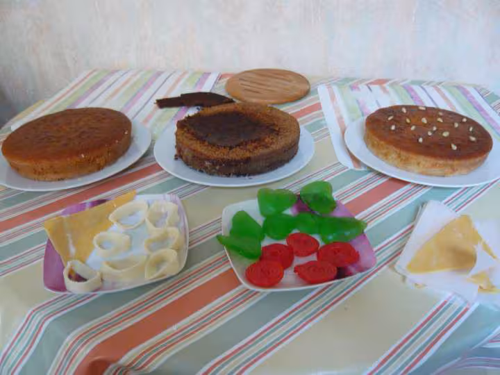 Mise en place du gateau hamburger
