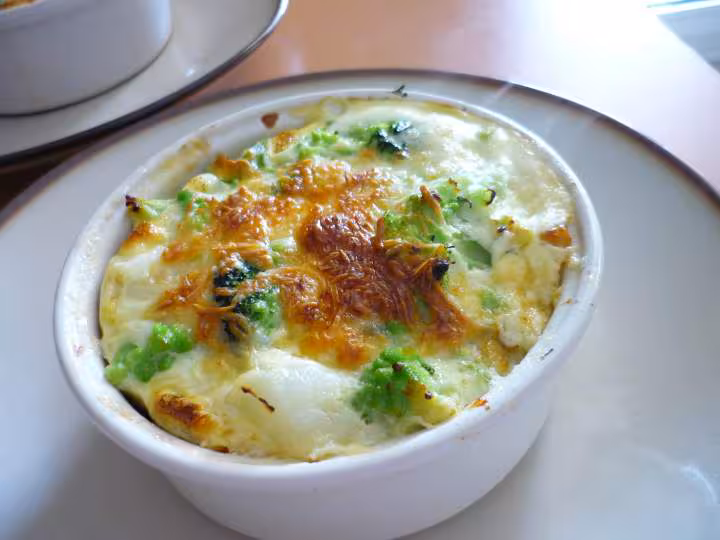 Clafoutis de saumon et noix saint jacques aux legumes