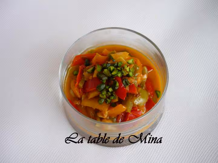 Confit de poivrons aux pistaches et au miel