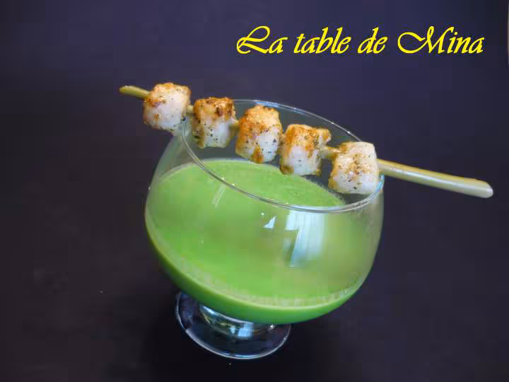 Creme de petits pois et noix saint jacques
