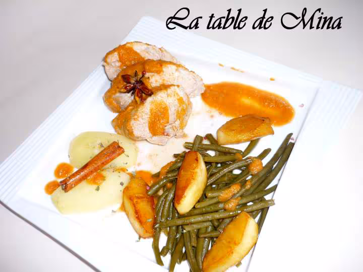 Filet mignon sauce barbecue et ragout de poires