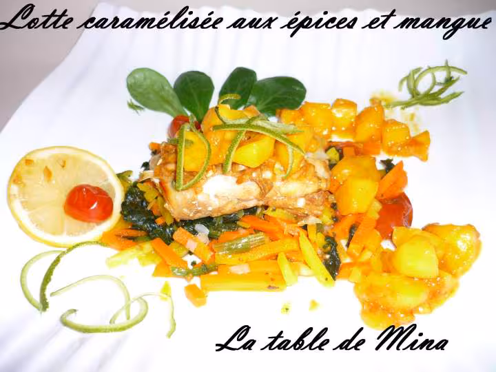 Llotte caramelisee aux epices et mangue