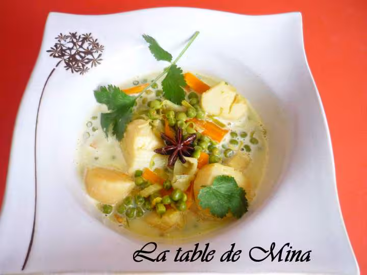 Nage de saint jacques au safran et petits legumes