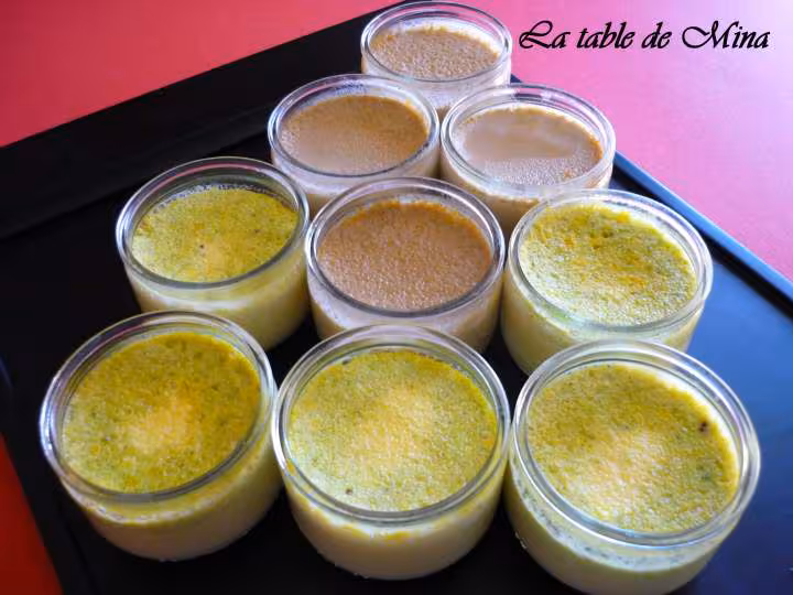 Petits pots de cremes caramels et pistaches