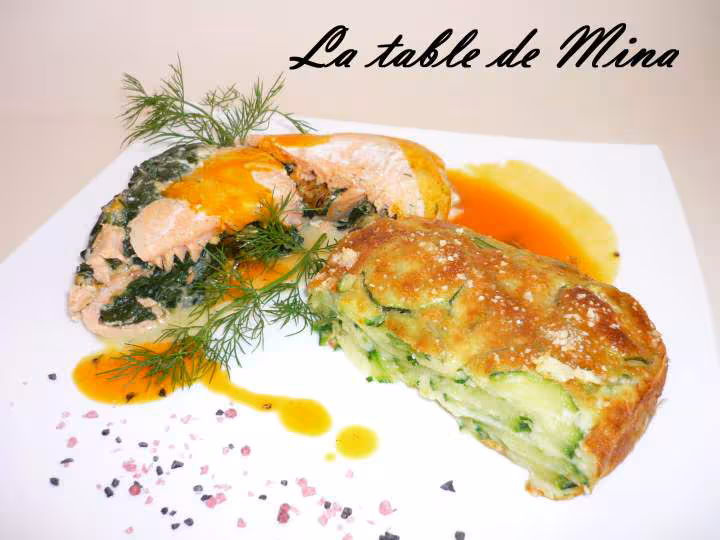 Roules de saumon farcis aux epinards et moules