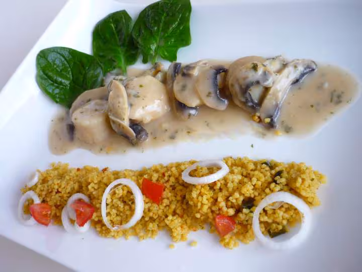 Saint jacques en gratin et semoule de mais fondant