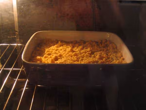 Crumble pendant la cuisson