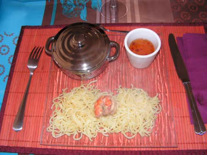 Gambas a la sauce de piment et citron vert