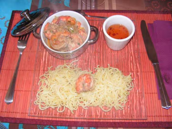 Gambas a la sauce de piment et citron vert 2