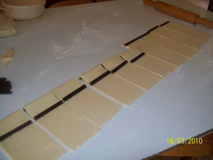 Preparation des pains au chocolat