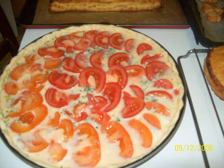 Tarte a la moutarde et restes de viande