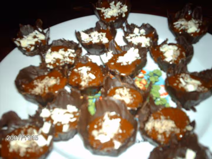 Coques chocolat caramel