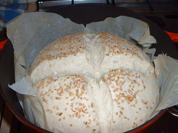 Miche au levain de seigle avant d enfourner