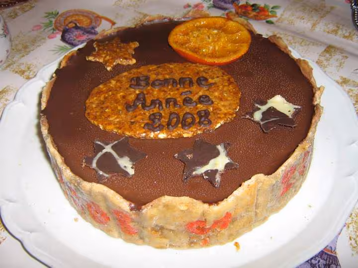 Entremet pain d epices orange nougatine choco