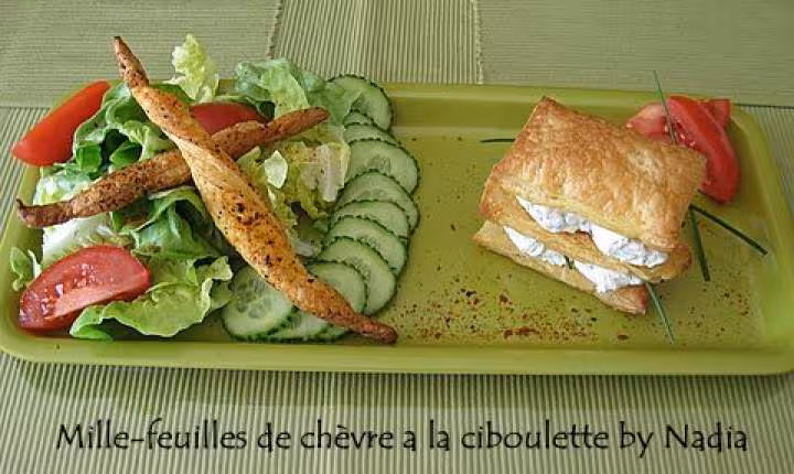 Mille feuilles de chevre a ala ciboulette