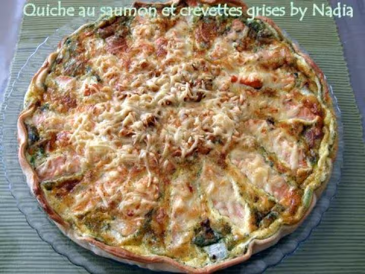 Quiche au saumon et crevettes grises