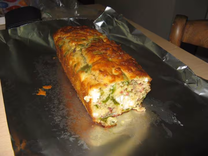 Cake poivron lardons feta