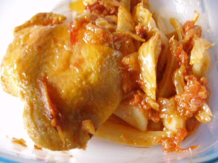 Poulet a la compotee de fenouil
