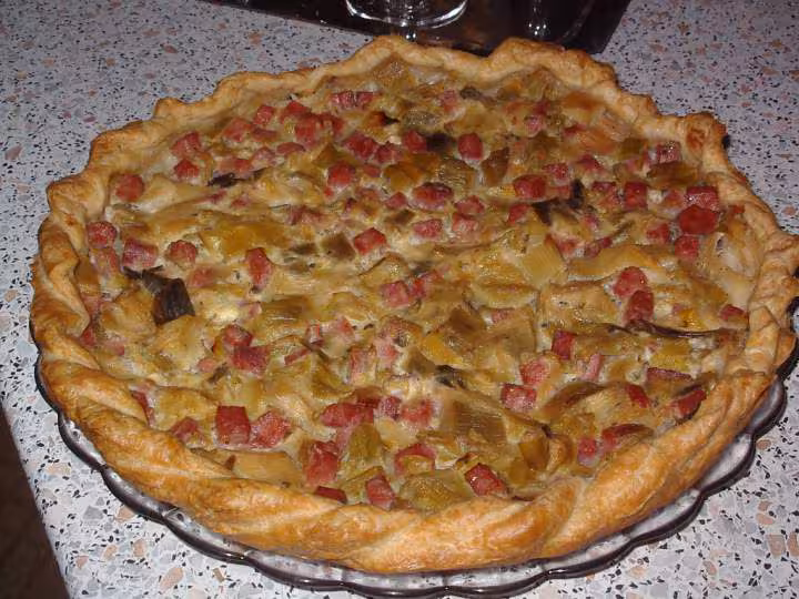 Quiche aux poireaux jambon fromage
