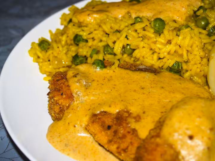Cordon bleu avec riz et pdt