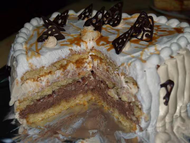Gateau creme choco caramel interieur