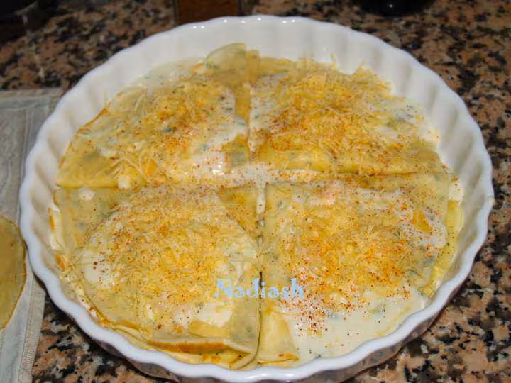 Gratin de crepes aux crevettes