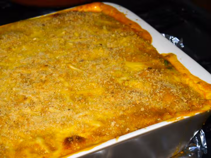 Gratin pates et legumes apres cuisson