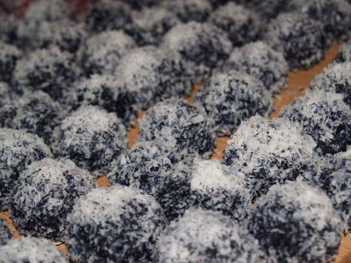 Rochers confiture de fraise colorant bleu coco