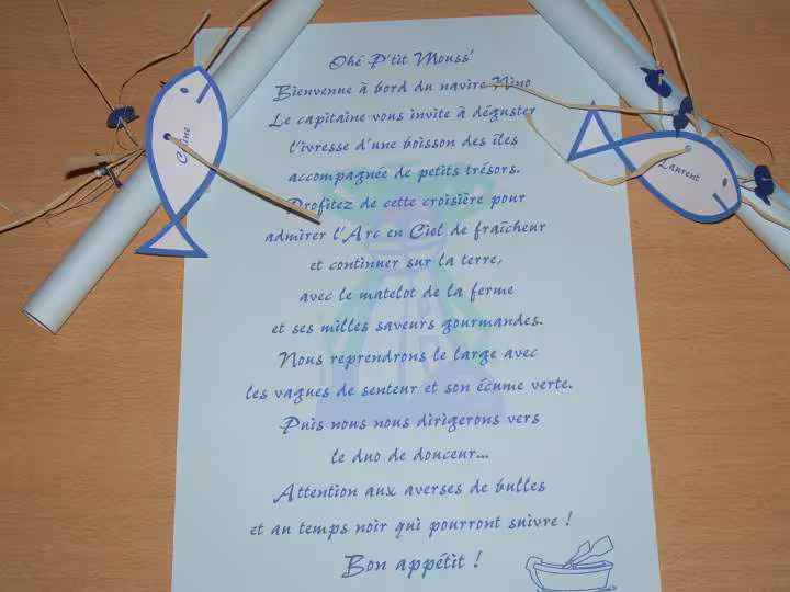 Menu marque place
