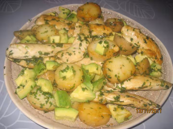 Aiguillettes de poulet a l avocat persillee