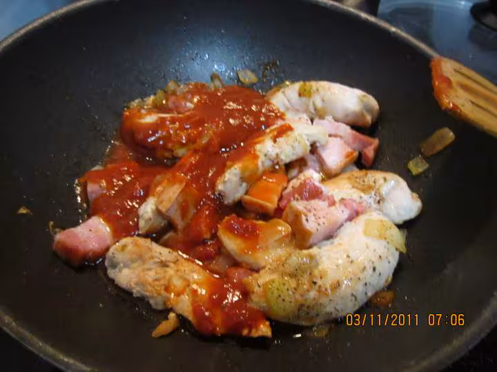 Aiguillettes de poulet a la sauce madere