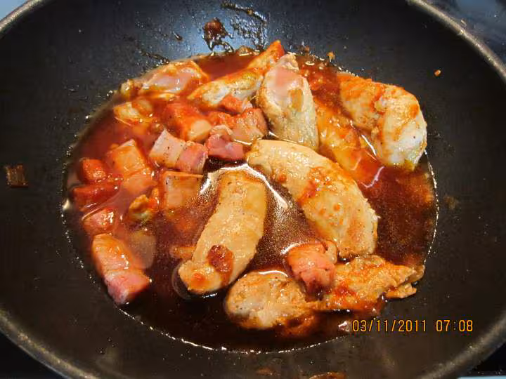 Aiguillettes de poulet a la sauce madere