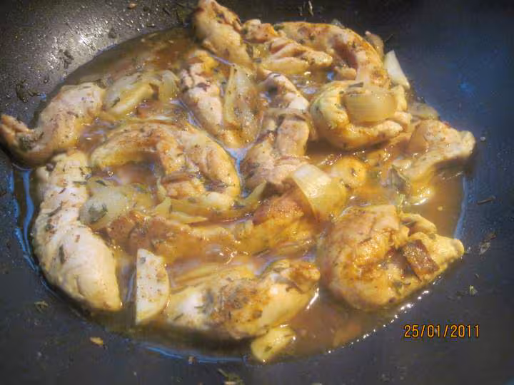 Aiguillettes de poulet au chou fleur sauce curry