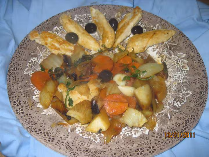 Aiguillettes de poulet aux legumes varies