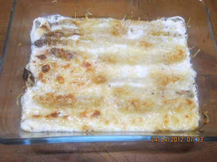 Asperges blanches a la creme fraiche gratinees