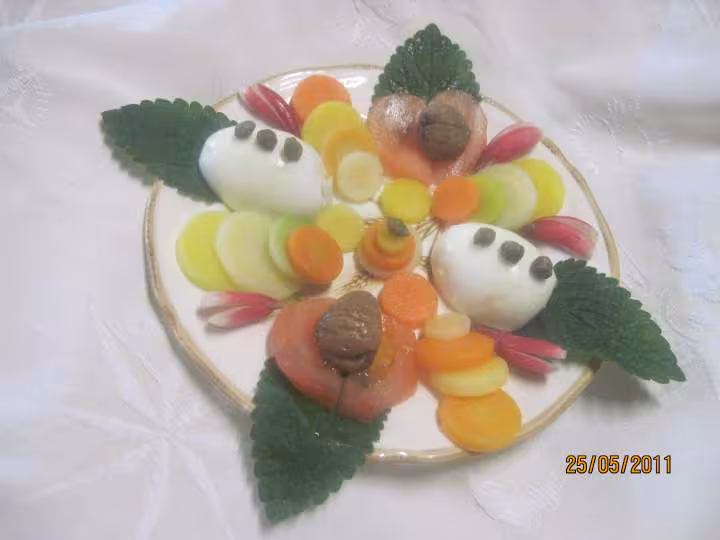 Assiettes garnies de meli melo de carottes quatuor