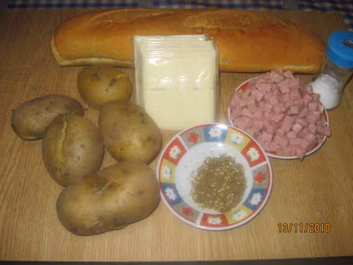 Baguettes garnies p de terre fromage fondu