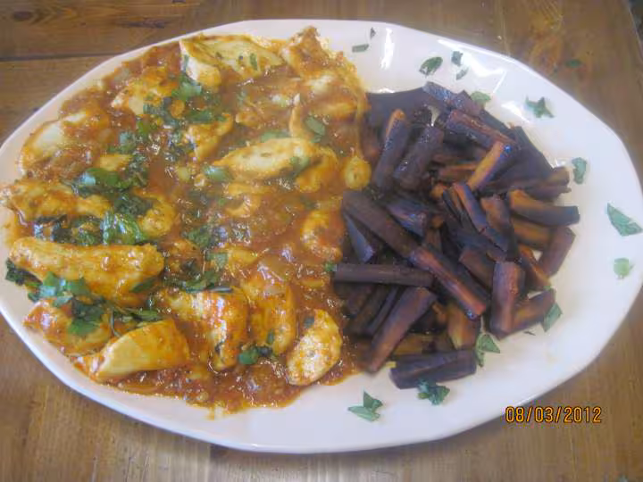 Blancs de poulet au carottes violettes