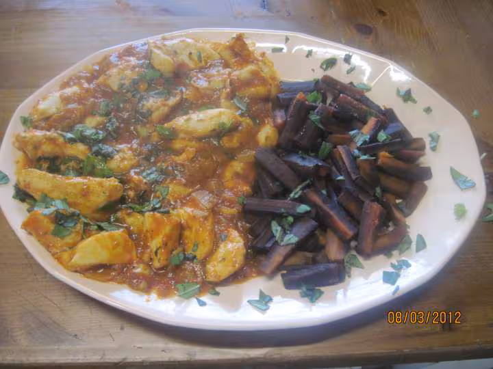 Blancs de poulet au carottes violettes