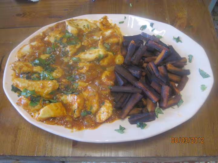 Blancs de poulet au carottes violettes
